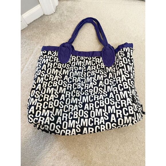 Marc Jacobs Nylon Quilted Lined Allover Logo Letter Shopper Tote Purse - Picture 14 of 15